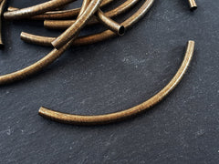 Bronze Necklace Tube, Bronze Curve Tube, Textured Tube, Tube Bead, Lightweight Tube, Necklace Pendant, Antique Bronze Plated - 1 pc