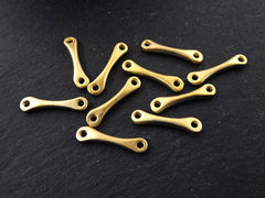 Gold Bar Connector, Stick Connectors, Bar Charms, Gold Stick, Stick Link, Bar Gold, Gold Link, Gold Bar Pendant, 22k Matte Gold Plated 10pcs