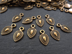 Bronze Teardrop Charms, Bronze Charms, Ethnic Charms, Mini Bronze Charms, Bracelet Charms, Tribal Charms, Antique Bronze Plated - 15pcs