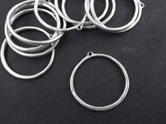 Silver Loop Pendant, Large Silver Loop, Large Silver Ring, Silver Ring Pendant, Organic, Round, Closed Loop, Matte Antique Silver Plated 1pc