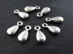 Silver Teardrop Charms, Rustic Tear Drop Charms, Chunky Teardrop Charms, Rustic Teardrop Charms, Silver Drop Charms, Antique Silver, 8pc