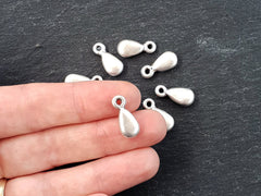 Silver Teardrop Charms, Rustic Tear Drop Charms, Chunky Teardrop Charms, Rustic Teardrop Charms, Silver Drop Charms, Antique Silver, 8pc