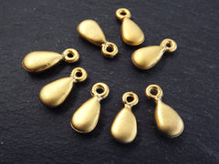 Gold Teardrop Charms, Rustic Tear Drop Charms, Chunky Teardrop Charms, Rustic Teardrop Charms, Gold Drop Charms, 22k Matte Gold, 8pc