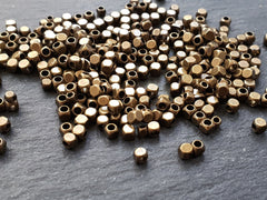 Bronze Cube Beads, 2 x 2.5mm Cube Beads, Tiny Cube Beads, Small Cube Bead, Mini Cube Bead, Small Cube Bead, Antique Bronze Plated Brass 40pc