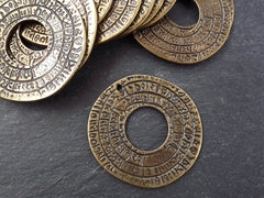 Bronze Greek Pendant, Bronze Phaistos Disc, Phaistos Pendant, Greek Jewelry, Phaistos Ring, Greek Mythology, Wearable Art, Antique Bronze