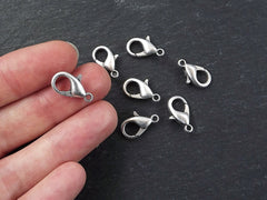 Silver Lobster Clasp, Silver Lobster Claw, Silver Parrot Clasps, 15mm x 8mm, Closure, Antique Matte Silver Plated, Medium, NEW SIZE, 8pc