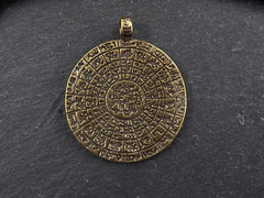 Bronze Medallion Pendant, Bronze Coin Pendant, Large Medallion, Qibla Chart, Gazetteer, Geographical Directory, Antique Bronze, 1pc