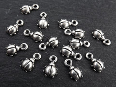 Mini Ladybug Ladybird Charms, Earring Bracelet Charm Pendant, Lady Luck, Good Fortune, Prosperity, Good Luck, Antique Silver, 15pcs