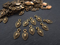 Bronze Teardrop Charms, Bronze Charms, Ethnic Charms, Mini Bronze Charms, Bracelet Charms, Tribal Charms, Antique Bronze Plated - 15pcs