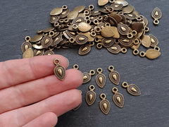 Bronze Teardrop Charms, Bronze Charms, Ethnic Charms, Mini Bronze Charms, Bracelet Charms, Tribal Charms, Antique Bronze Plated - 15pcs