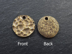 Hammered Bronze Pendant, Hammered Disc Charms, Round Hammered Pendant, Hammered Charm, Bronze Coin Pendant, Antique Bronze Plated - 3pc