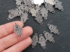 Silver Hamsa Charms, Hand Charms, Hamsa Connectors, Small Hamsa, Hamsa Hand, Hamsa, Boho, Hand of Fatima Charm, Antique Silver, 5PC