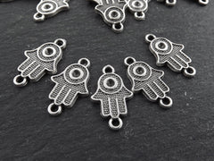 Silver Hamsa Charms, Hand Charms, Hamsa Connectors, Small Hamsa, Hamsa Hand, Hamsa, Boho, Hand of Fatima Charm, Antique Silver, 5PC