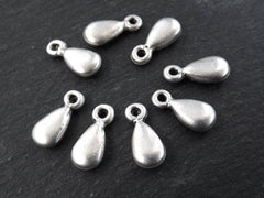 Silver Teardrop Charms, Rustic Tear Drop Charms, Chunky Teardrop Charms, Rustic Teardrop Charms, Silver Drop Charms, Antique Silver, 8pc