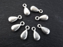 Silver Teardrop Charms, Rustic Tear Drop Charms, Chunky Teardrop Charms, Rustic Teardrop Charms, Silver Drop Charms, Antique Silver, 8pc