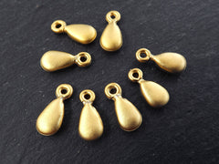 Gold Teardrop Charms, Rustic Tear Drop Charms, Chunky Teardrop Charms, Rustic Teardrop Charms, Gold Drop Charms, 22k Matte Gold, 8pc