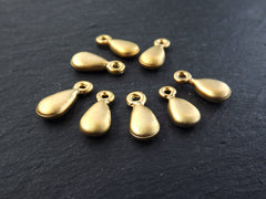 Gold Teardrop Charms, Rustic Tear Drop Charms, Chunky Teardrop Charms, Rustic Teardrop Charms, Gold Drop Charms, 22k Matte Gold, 8pc