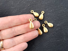 Gold Teardrop Charms, Rustic Tear Drop Charms, Chunky Teardrop Charms, Rustic Teardrop Charms, Gold Drop Charms, 22k Matte Gold, 8pc