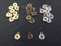 Gold Loop Charms, Mini Loop Charms, Ring Charms, Gold Coin Charms, Disc Charms, Bracelet Charms, Hammered, 22K Matte Gold Plated, 10pc