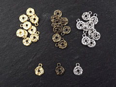 Gold Loop Charms, Mini Loop Charms, Ring Charms, Gold Coin Charms, Disc Charms, Bracelet Charms, Hammered, 22K Matte Gold Plated, 10pc