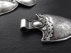 Large Tribal Pendant, Shield Pendant, Large Ethnic Pendant, Statement Pendant, Artisan Jewelry, Silver Tribal Pendant, Antique Silver