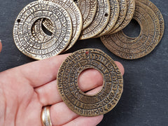 Bronze Greek Pendant, Bronze Phaistos Disc, Phaistos Pendant, Greek Jewelry, Phaistos Ring, Greek Mythology, Wearable Art, Antique Bronze