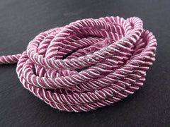 5mm Baby Pink Rope, Pink, Cord, Twisted Cord, Rayon, Satin, Rope, Silk Braid, Twisted Rope - 3 Ply Twist - 1 meters - 1.09 Yards