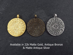Bronze Medallion Pendant, Bronze Coin Pendant, Large Medallion, Qibla Chart, Gazetteer, Geographical Directory, Antique Bronze, 1pc