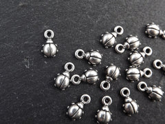 Mini Ladybug Ladybird Charms, Earring Bracelet Charm Pendant, Lady Luck, Good Fortune, Prosperity, Good Luck, Antique Silver, 15pcs