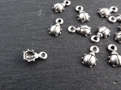 Mini Ladybug Ladybird Charms, Earring Bracelet Charm Pendant, Lady Luck, Good Fortune, Prosperity, Good Luck, Antique Silver, 15pcs