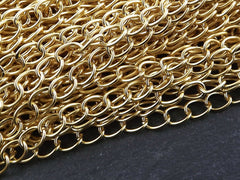 Gold Twisted Link Chain, Gold Twisted Chain, Gold Chain, Twisted Cable Chain, 22k Matte Gold Plated - 1 Meter  or 3.3 Feet