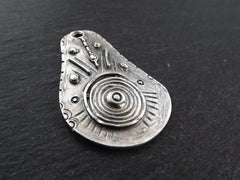 Tribal Spiral Teardrop Pendant, Ethnic Scroll Pendant, African Pattern Style Pendant, Jewelry Making Supplies, Antique Silver