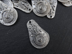 Tribal Spiral Teardrop Pendant, Ethnic Scroll Pendant, African Pattern Style Pendant, Jewelry Making Supplies, Antique Silver