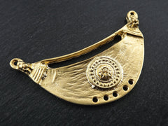Gold Necklace Pendant, Tribal Pendant, Curve Pendant, Collar Pendant, Necklace Connector, Focal Pendant, 22k Matte Gold Plated, 1PC