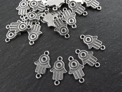 Silver Hamsa Charms, Hand Charms, Hamsa Connectors, Small Hamsa, Hamsa Hand, Hamsa, Boho, Hand of Fatima Charm, Antique Silver, 5PC