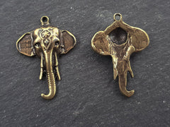 Bronze Elephant Pendant, Bronze Elephant Head, Elephant Head Pendant, Indian Elephant, Elephant Charm, Focal Pendant, Antique Bronze 1pc