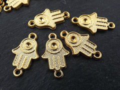 Hamsa Charms, Hand Charms, Hamsa Connectors, Small Hamsa, Hamsa Hand, Hamsa, Boho, Hand of Fatima Charm, 22k Matte Gold, 5PC