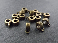 Mini Bead Bail, Charm Holder, Tiny Bail, Cord Bail, Slider Bail, Bronze Bail, Mini Silver Bail, Textured Bail, Antique Bronze Plated, 15pc