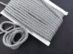 8mm Silver Rope, Metallic Silver Rope, Silver Cord, Twisted Rope, Twisted Cord, Rayon Rope, Braid, 3 Ply Twist - 1 meters - 1.09 Yards