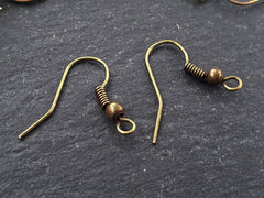 Bronze Ear Wires, Ear Hooks, French Hooks, French Ear wire, Earring Wire, Wire Hooks, Bronze Earring, Bronze Plated Brass - 12 pairs