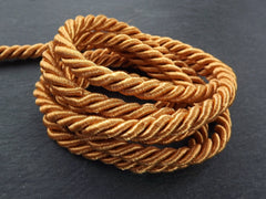 7mm Mustard Rope, Mellow Mustard, Cord, Twisted Rope, Satin Braid, Twisted Cord, Necklace Cord, Sewing, 3 Ply Twist - 1 meters - 1.09 Yards