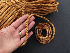 7mm Mustard Rope, Mellow Mustard, Cord, Twisted Rope, Satin Braid, Twisted Cord, Necklace Cord, Sewing, 3 Ply Twist - 1 meters - 1.09 Yards