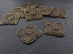 Lace Chandelier Earring Pendant, Connector Pendants, Bronze Chandelier, Earring Links Connector, Multi Loop, Antique Bronze, 2pc