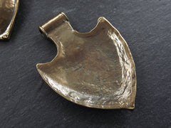 Bronze Tribal Shield Pendant, Viking Pendant, Medieval Shield Pendant, Ethnic Statement Pendant, Artisan Jewelry, Antique Bronze