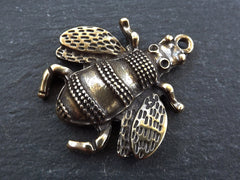 Bumblebee Bee Pendant Charm, Large Busy Bee Pendant, Bee Charm, Bee Jewelry, Bumble Bee Pendant, Antique Bronze Plated