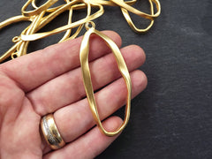 Oval Loop Pendant, Large Organic Loop, Ring Pendant, Oval Ring, Twisted Loop Pendant, Closed Loop, Connector, 22k Matte Gold, 1pc