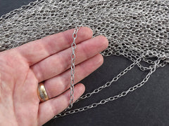 Silver Oval Link Chain, Etched Chain, Silver Chain, Delicate Chain, Textured Chain, 6 x 4mm, Antique Matte Silver, 1 Meter  or 3.3 Feet