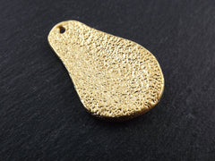 Gold African Pendant, African Style Pendant, African Pattern, Ethnic Pendant, Tribal Pendant, Scroll, Boho, Teardrop, 22k Matte Gold Plated