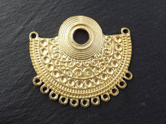 Gold Ethnic Pendant, Semi Circle Pendant, Focal Pendant, Collar Pendant, Pendant Connector, Looped Pendant, 22k Matte Gold Plated, 1PC