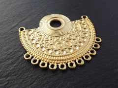 Gold Ethnic Pendant, Semi Circle Pendant, Focal Pendant, Collar Pendant, Pendant Connector, Looped Pendant, 22k Matte Gold Plated, 1PC